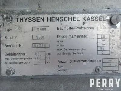 Used 1998 HENSCHEL 800L High Intensity mixer Mixers New Jersey US | Mark One Machinery #1422799