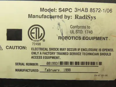 RadiSys S4PC 3HAB 8572-1/06 HMI Operator Control Panel Screen Rev 04 08 24 FR1