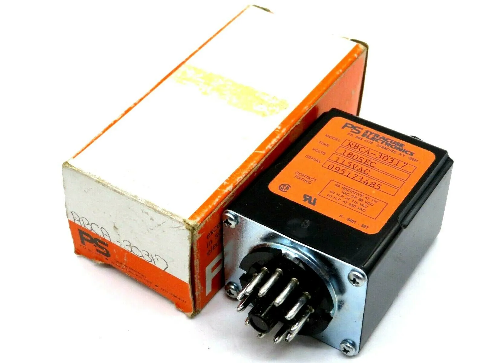 NEW SYRACUSE ELECTRONICS RBCA-30317 RELAY 115VAC 180SEC RBCA30317