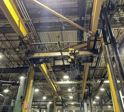 3 TON X 14' WIDE X 130' LONG MPH / BUDGIT OVERHEAD FREE STANDING CRANE SYSTEM: STOCK #20675