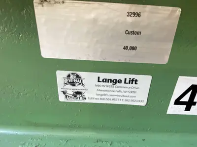40,000 LBS X 10' X 7' LANGE-LIFT HEVI-HAUL HYDRAULIC SCISSOR LIFT TABLE WITH TILTING DECK: STOCK #17444