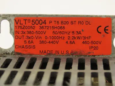 Danfoss VLT5004 Variable Speed AC Drive 2.2kW 3Hp 380-440V 460-500V 3PH 0-1000Hz