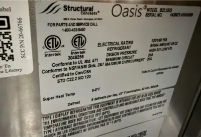 2-0019 Structural Concepts Oasis Self Contained Upright Display Cooler