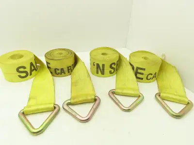 4"x 26' Winch Strap V-Ring D-Ring Flatbed Tie-Down 5000 Lbs  Lot of 4