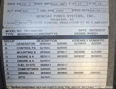 Used GENERAC MG0300 Diesel Generators Illinois US | Aaron Equipment #1354043