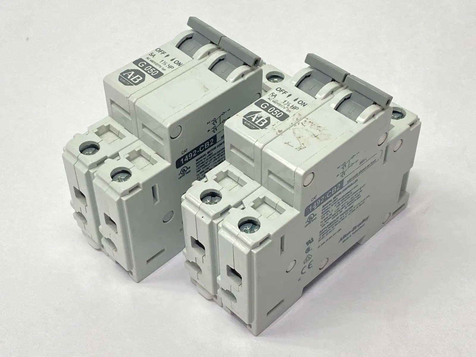 1492-CB2G050 | Allen Bradley  Circuit Breaker 2-Pole 5A 480Y/277V 1.5HP LOT OF 2 - Used