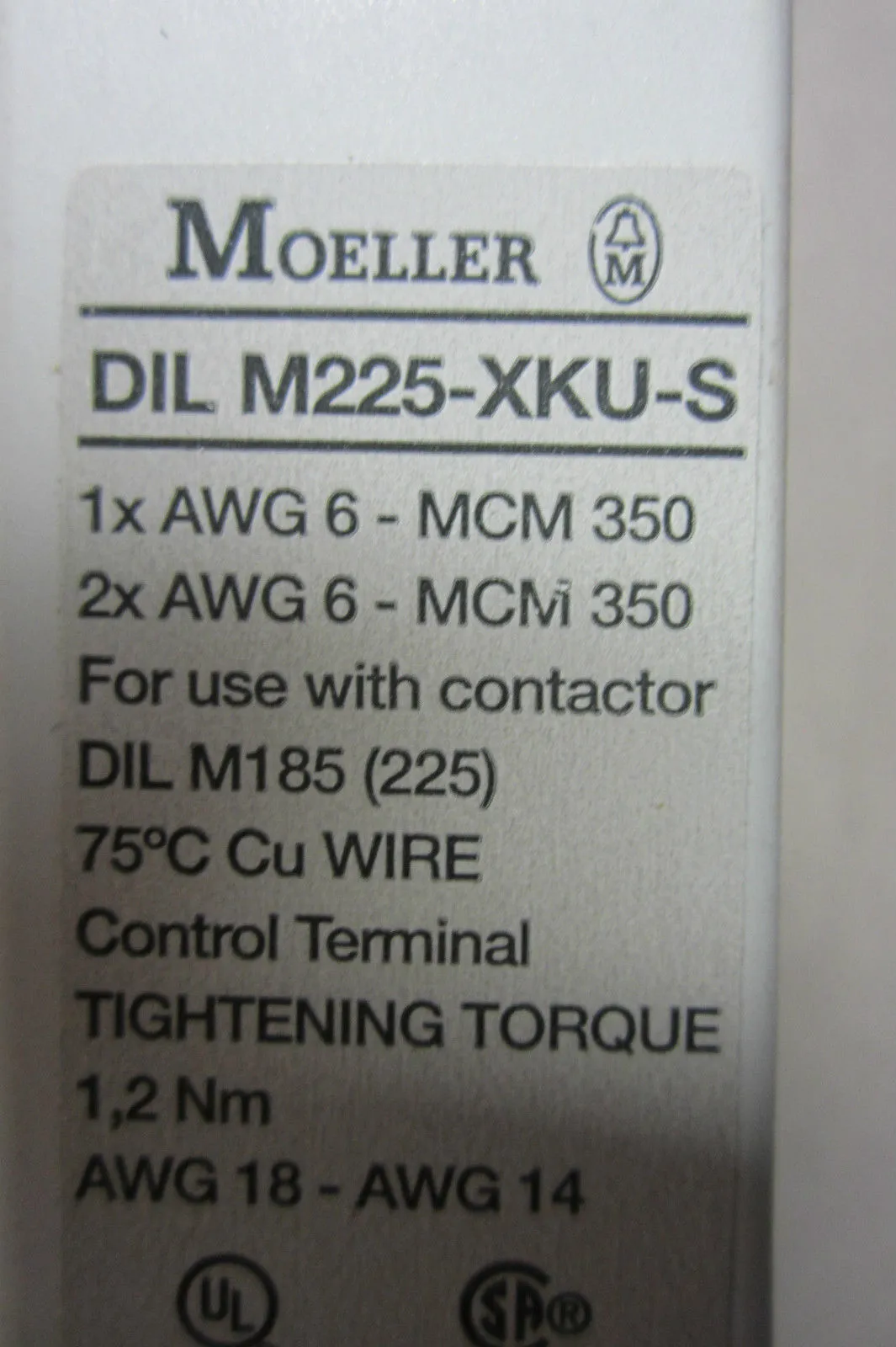 NEW MOELLER ELECTRIC DIL-M225-XKU-S CONTACTOR ACCESSORY DILM225XKUS