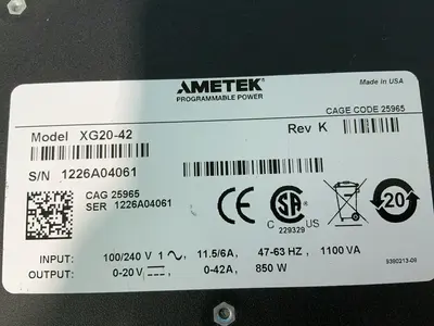 Used AMETEK XG2042 DC Power Supplies Ohio US | HGR 24 #1463457
