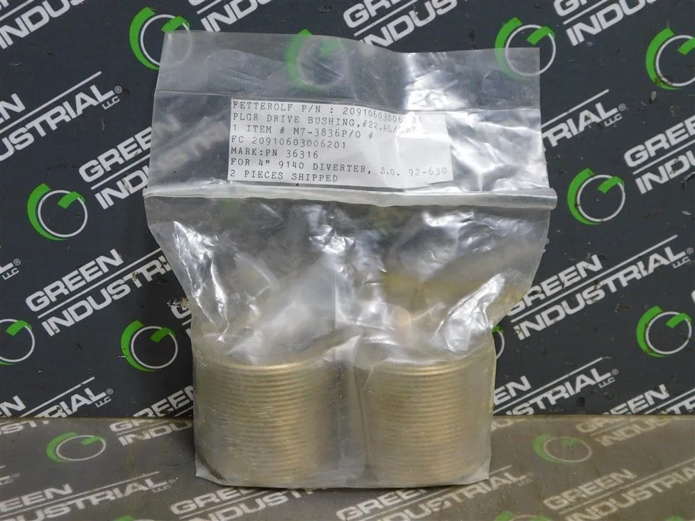 Fetterolf 2091060300620 PLGR Drive Bushings for 4" 9140 Diverter #22 AL/BRZ New
