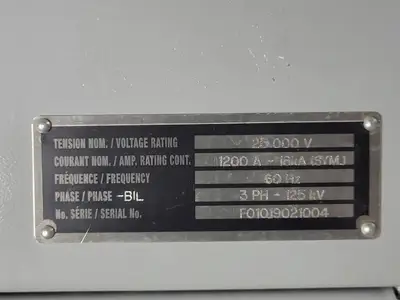 25kV 1200A 3ph Switchgear Unit w/ (2) Power Vac Breaker VB1 27.0-16-0