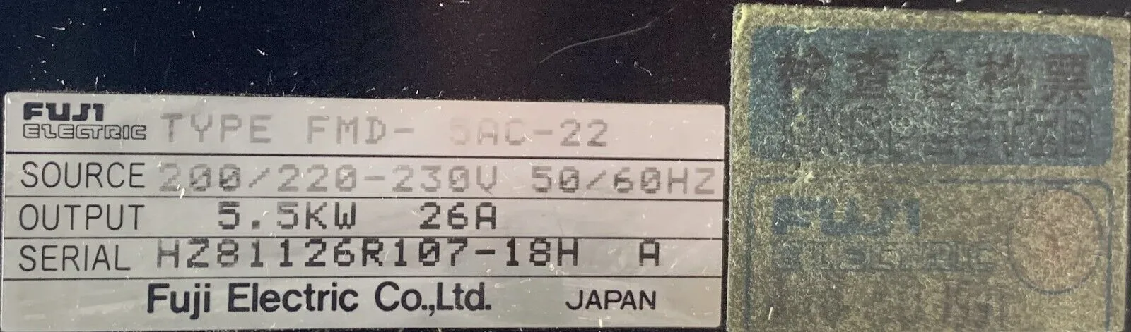 Used Fuji Electric FMD-5AC-22 Electrical/PLC/Automation BC2655 