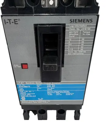 NEW SIEMENS ED23B070 CIRCUIT BREAKER 3 POLE 70 AMP 240V