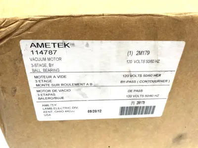 USED AMETEK VACUUM BLOWER MOTOR, 3-STAGE, 120V 50/60HZ 2M179