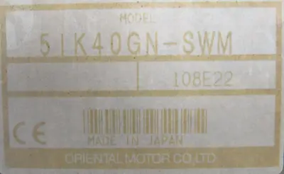 NEW ORIENTAL 5IK40GN-SWM MOTOR 200-220/230 5IK40GNSWM