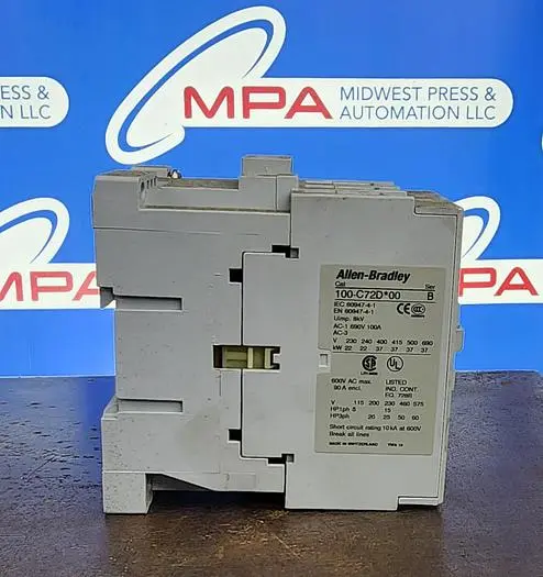 Used ALLEN-BRADLEY 100-C72D*00 PLC Contactors | Midwest Press and Automation #618440
