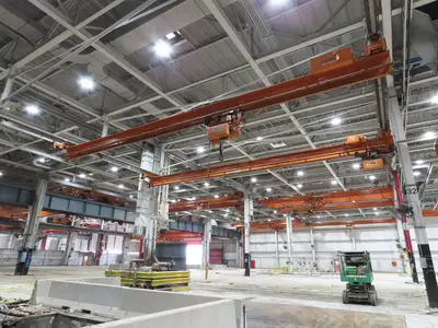Cleveland Tramrail P&H 4 Ton Single Girder Underhung Bridge Crane 45' 10" Span