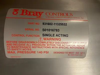 Used BRAY 93-1602-11325532 Rotary Actuators Ohio US | Surplus Asset Holdings #1225960