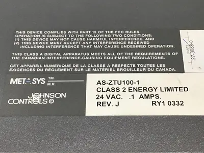USED JOHNSON CONTROLS AS-ZTU100-1