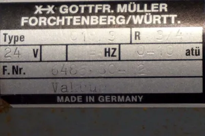 USED GOTTFR MULLER FORCHTENBERG/WURTT 6485-30-2