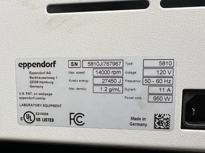 Eppendorf Centrifuge 5810 with Rotor FA-45-48-11