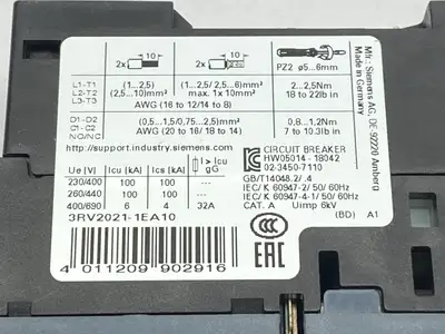 USED SIEMENS SIRIUS CIRCUIT BREAKER FOR MOTOR PROTECTION SIZE S00