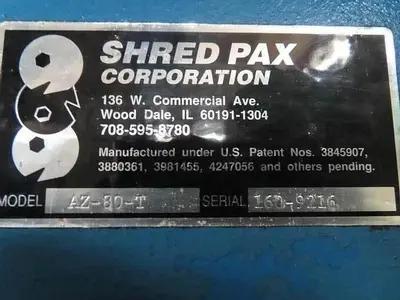 SHREDPAX MODEL AZ80 DUAL SHAFT SHREDDER TWIN 40HP MOTORS (NO CONTROL)