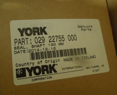 York Controls Johnson Controls 029-22755-000 Seal Shaft, 193mm, For Compressor [New]