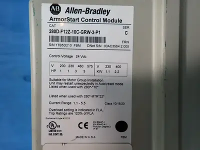 USED ALLENBRADLEY 280DF12Z10CGRW3P1