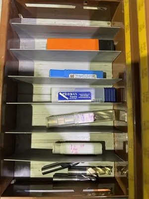 Lawson Products 3 Drawer Tool Organiser With Various End Mills, Black & Decker Drill Set & Box of