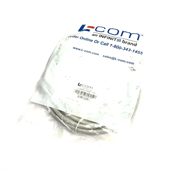 New | in-Stock L-COM DELUXE MOLDED D-SUB CABLE, DB15 MALE / FEMALE, 10.0 FT Cable & Wire | Maverick Industrial Sales #1100159