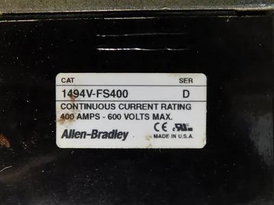 Allen Bradley 1494F-DX400 Fusible Switch Assembly 1494V-FS400 Small Damage Used