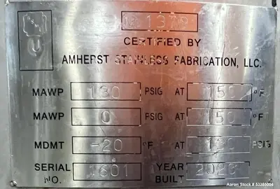 Amherst 304L Stainless Steel 75 Gallon Vertical Pressure Tank