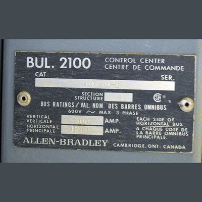 Allen Bradley 2100 Series Back to Back Six Column MCC Panel