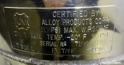 Used Alloy Products 20-Liter Reactor – 316L Stainless Steel, Vertical | Small-Scale Precision Reactor for Industrial & Laboratory Applications