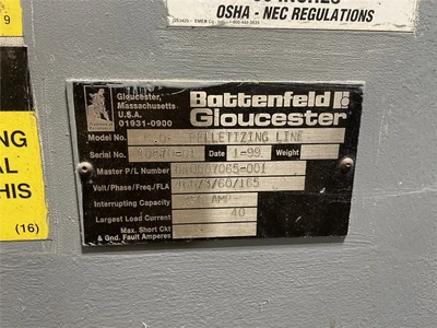 6" Gloucester Extrusion Line With Nordson WRP12V Water Ring Pelletizer