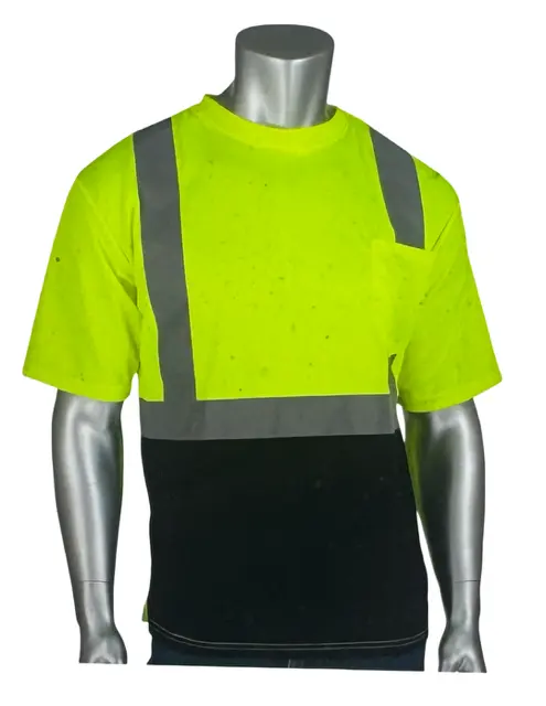 PIP Short Sleeve Hi-Vis Black Bottom T-shirt R2 Size 2XL