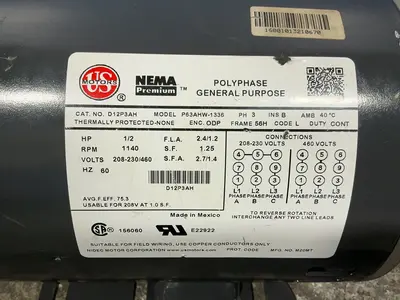 Used US MOTORS P63AHW1336 Motors (misc) Ohio US | HGR 24 #1453755