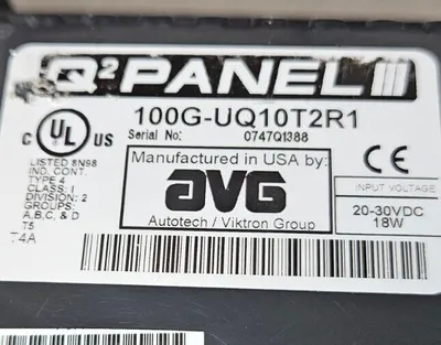 Uticor AVG Q2 100G-UQ10T2R1. Panel Operator Interface. Loc 2D