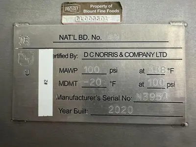 USED 2020 DC NORRIS LTD. 600 GALLON HEMISPHERICAL KETTLE (SCRAPE)