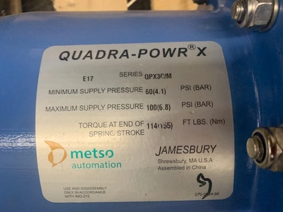 Jamesbury 6" Butterfly Valve with Pneumatic Actuator and Positioner New Storeroom Spare