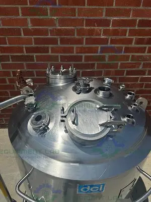 USED DCI 400 LITER STAINLESS STEEL JACKETED REACTOR MIXING TANK  45 PSI