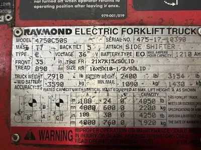 Used RAYMOND 4750C50S 4-Wheel Sit down Electric Counterbalance Forklifts Illinois US | Somerset Equipment Sales #1546156