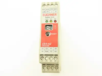 Euchner CES-AZ-AES-01B Evaluation Unit Safety Relay 2 Output 24VDC Din Mount