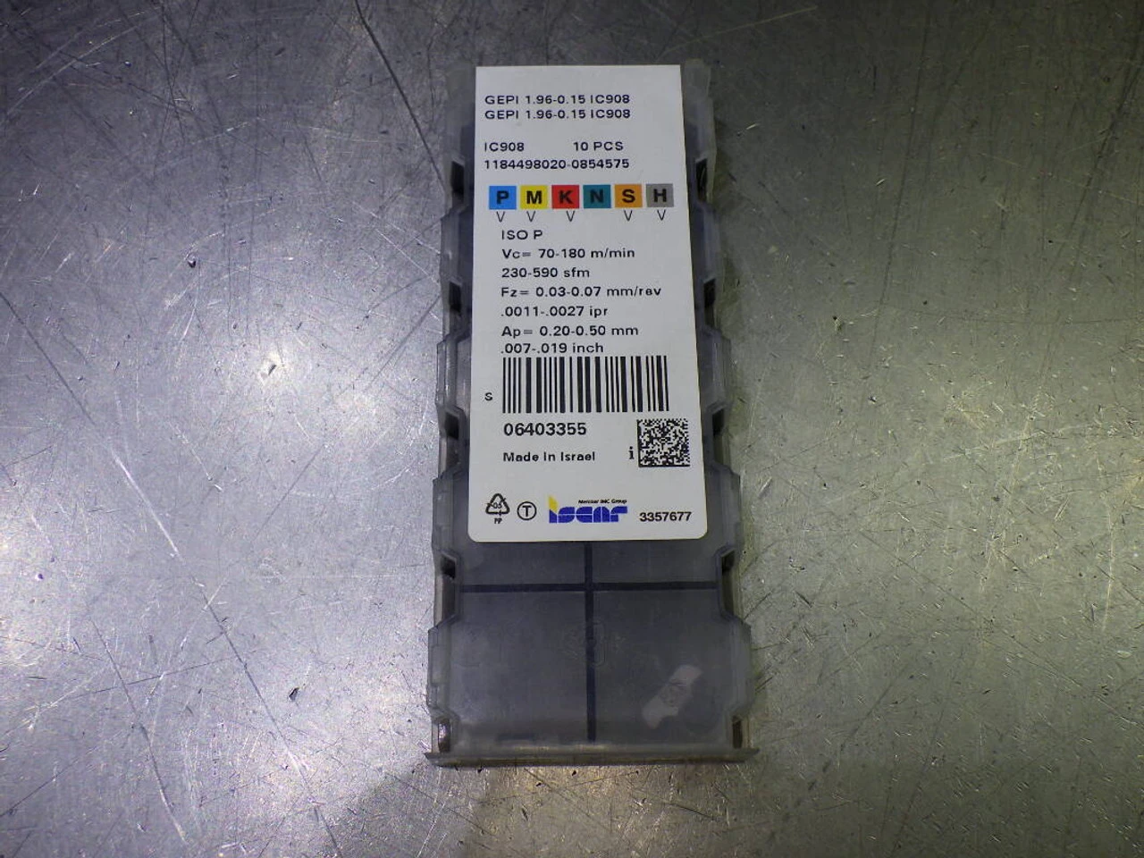 Iscar .077" Carbide Grooving Inserts QTY10 GEPI 1.96-0.15 IC908 (LOC2282)