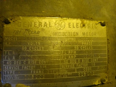 GE 50 HP 1800 RPM Motor