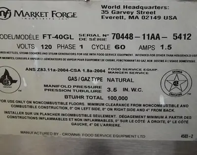 USED MARKET FORGE FT-40GL