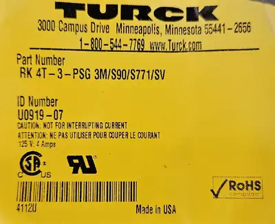 USED TURCK TURCK RK 4T-3-PSG 3M/S90/S771/SV