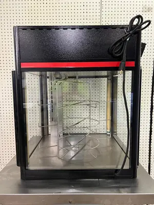 Used Hatco Used Hatco FSD-2 Two Door Heated Pizza Display Cabinet w/Circle Rack and Motor 120V Heated Cabinets & Displays Illinois US | Falcon Restaurant Supply #1375654