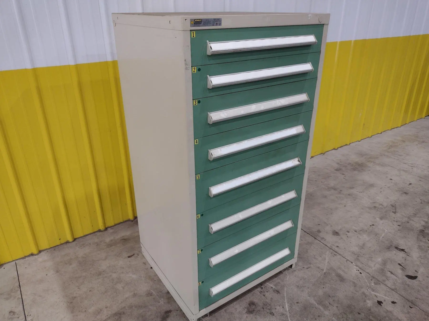 8 DRAWER VIDMAR INDUSTRIAL STORAGE CABINET 30" X 27.5" X 59": STOCK #21549 (6 AVAILABLE)
