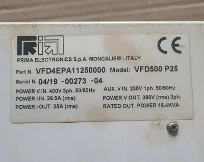 USED PRIMA ELECTRONICS VFD4EPA11250000